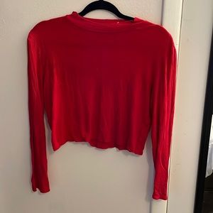 Red long sleeve crop top